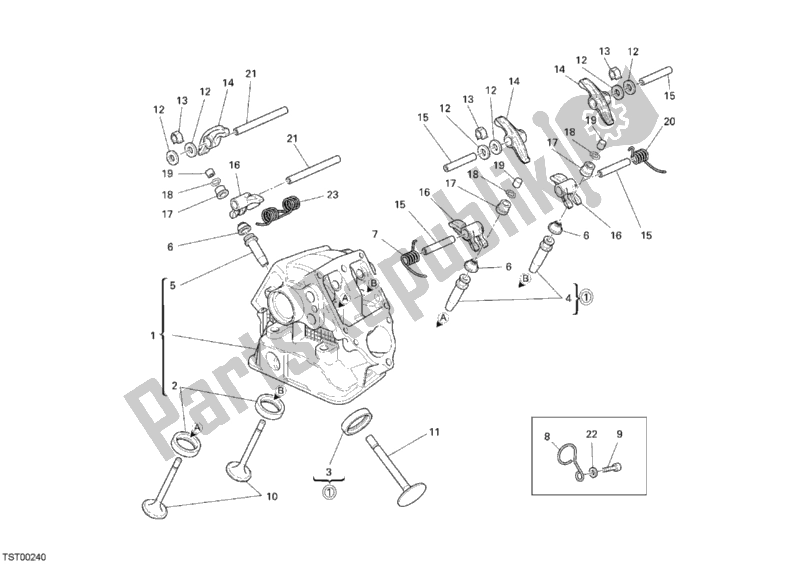 Toutes les pièces pour le Culasse Verticale du Ducati Sport ST3 S ABS USA 1000 2007